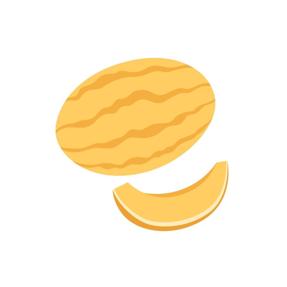 Fresh and juicy whole melon with slice. Summer fruits and berries. Healthy food vector
