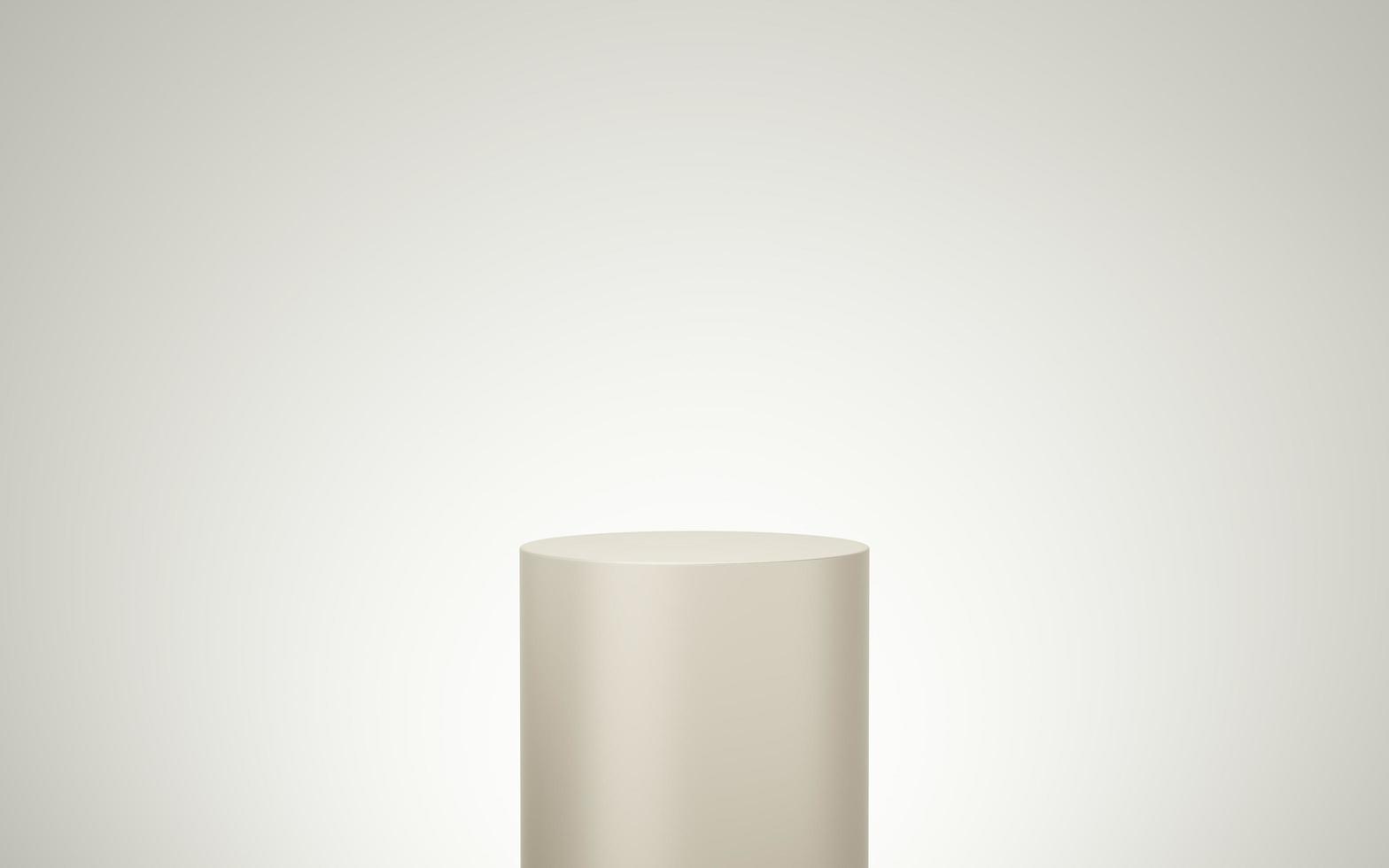 Empty yellow or cream cylinder podium floating on bone white copy space background. Abstract minimal studio 3d geometric shape object. Pedestal mockup space for display of product design. 3d render. photo