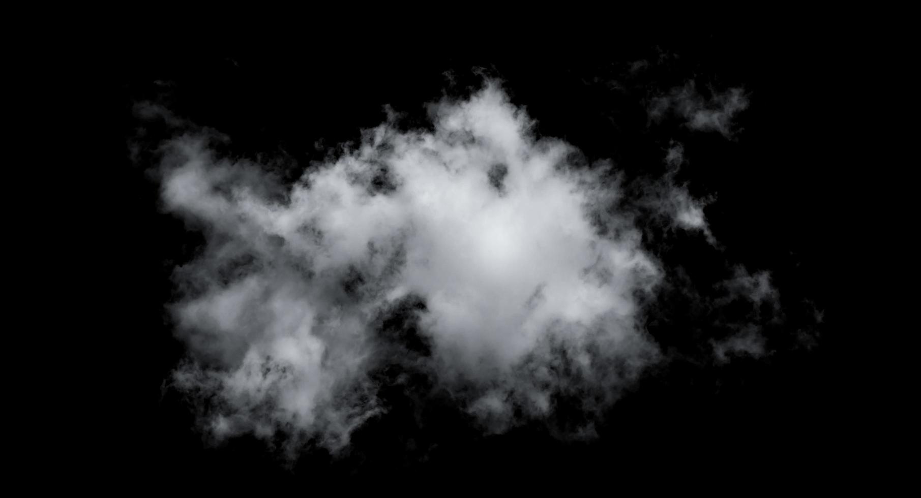 nube blanca aislada sobre fondo negro, textura esponjosa, humo abstracto foto