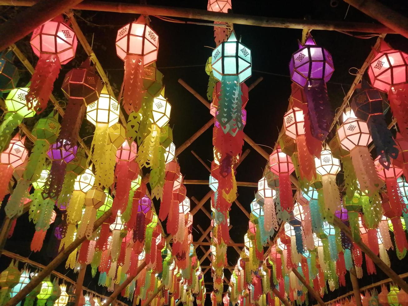 lantern multicolored colorful, night bright beautiful photo