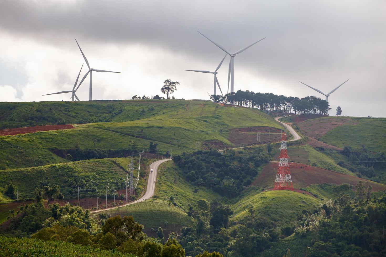 Wind power turbines at Khao Kor, Phetchabun, Thailand photo