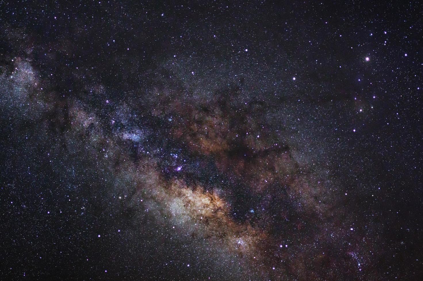 Close-up of Milky way galaxy with stars and space dust in the universe, Long exposure photograph, with grain. photo