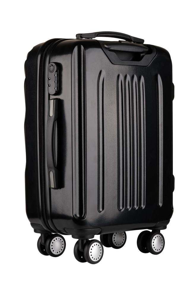 Aislamiento de equipaje negro sobre fondo blanco. foto