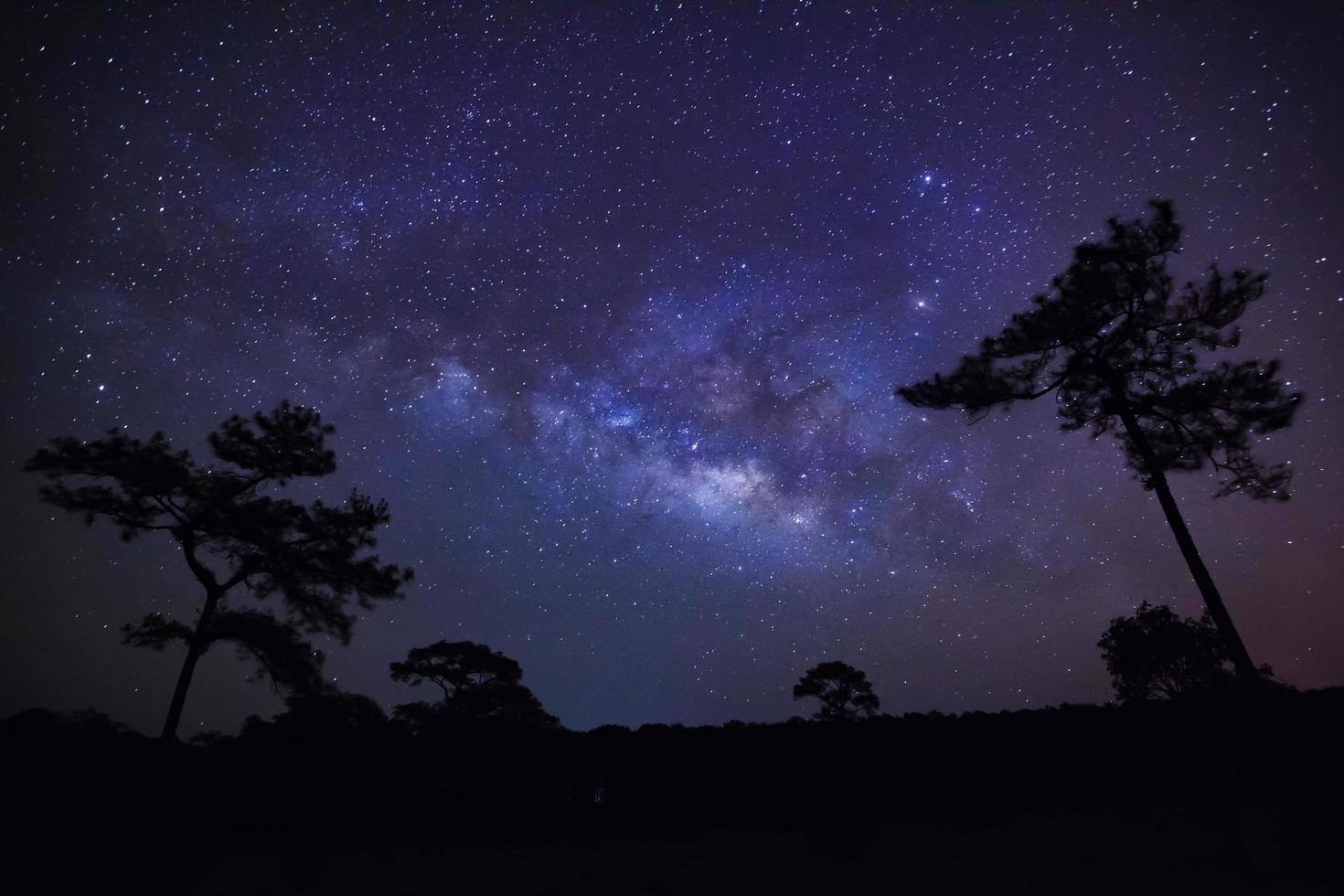 Milky Way at Phu Hin Rong Kla National Park,Phitsanulok Thailand,Long exposure photograph with grain photo