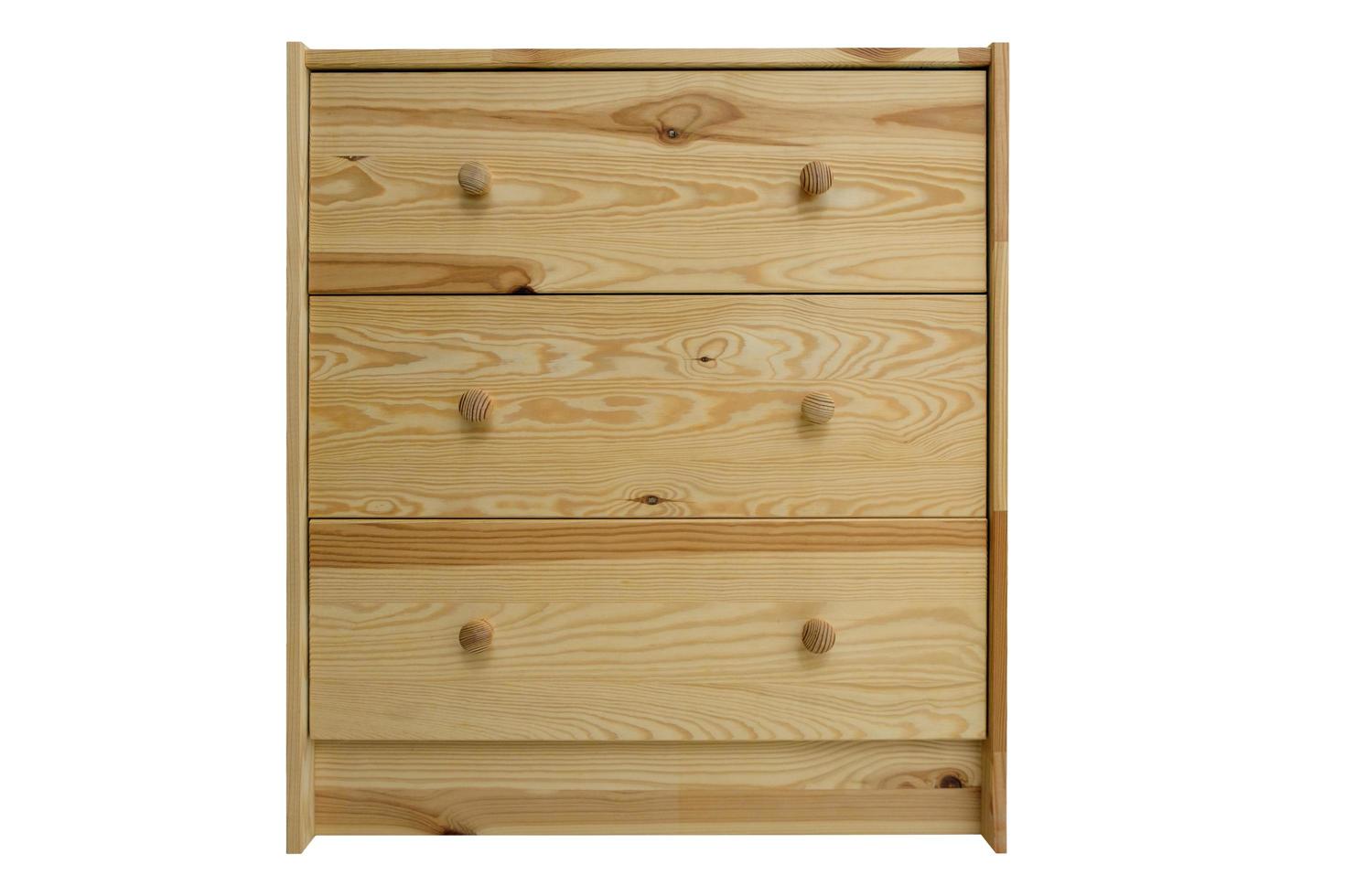 Wooden light brown chest of drawers isolate on white background photo