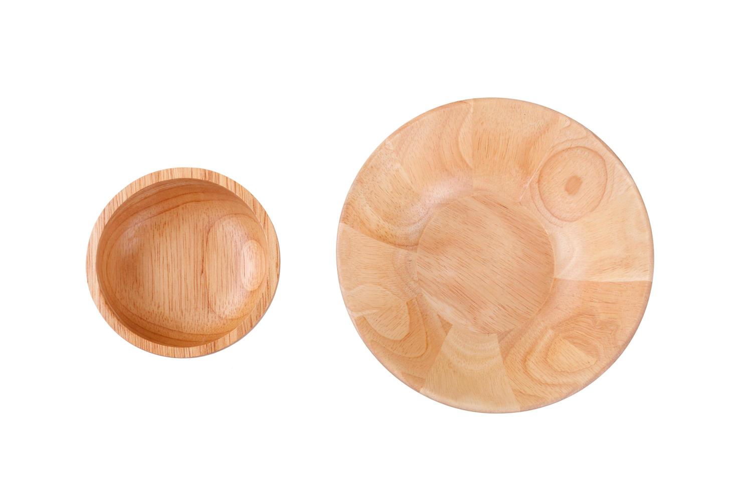 Empty wood bowl isolate on white background,Top view photo