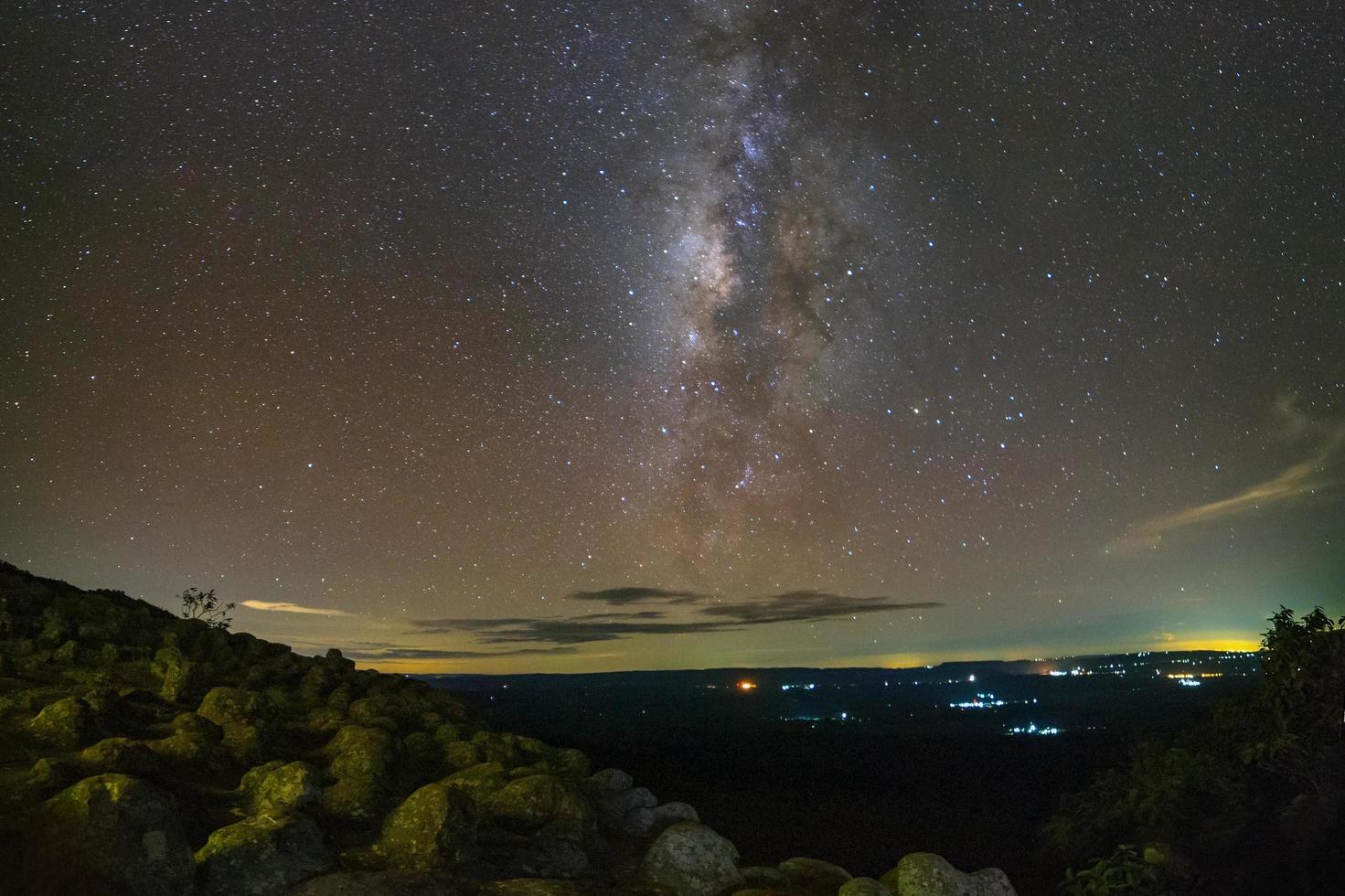 milky way galaxy and space dust in the universe, Long exposure photograph, with grain. photo