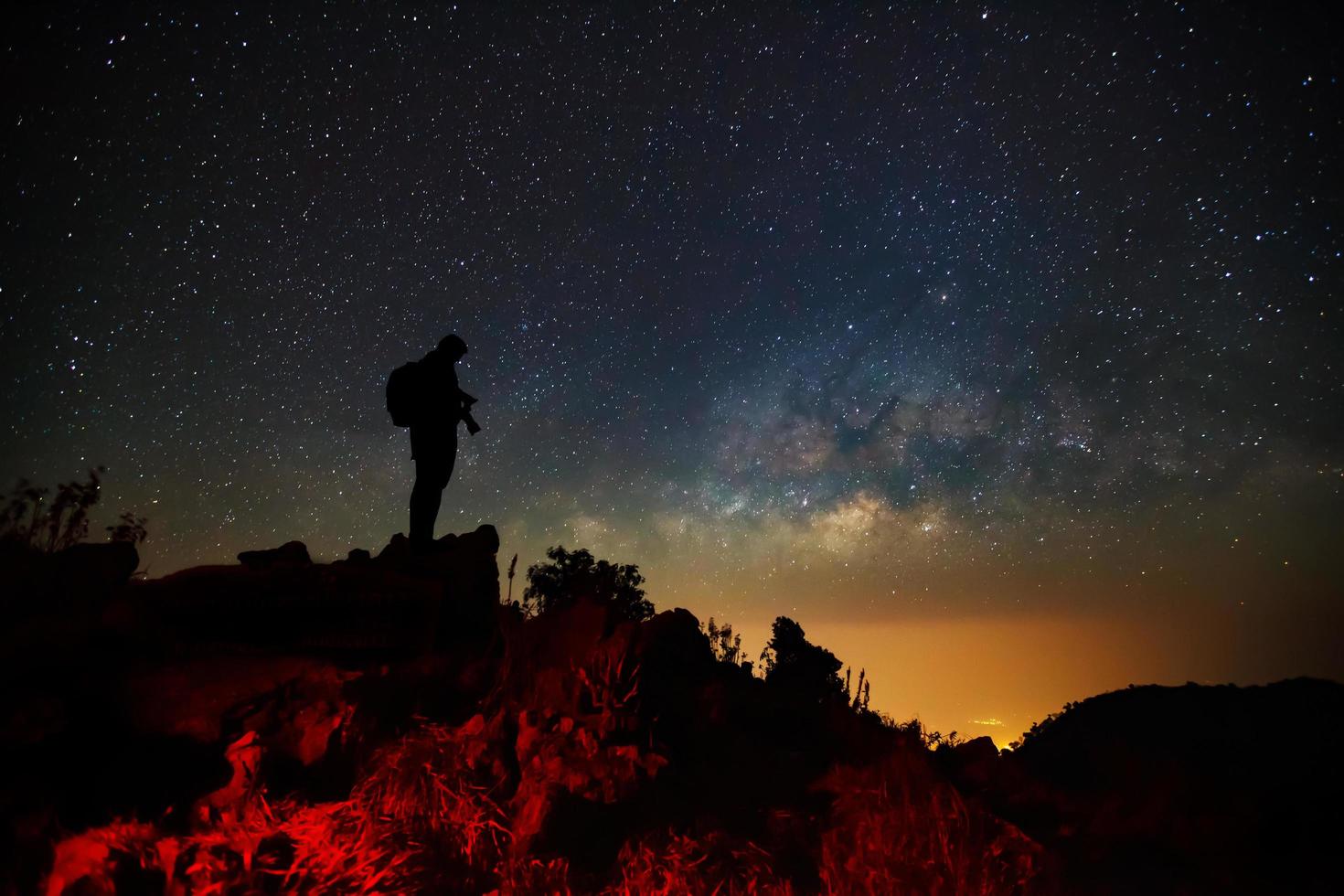 Milky Way Galaxy at Doi Luang Chiang Dao.Long exposure photograph.With grain photo