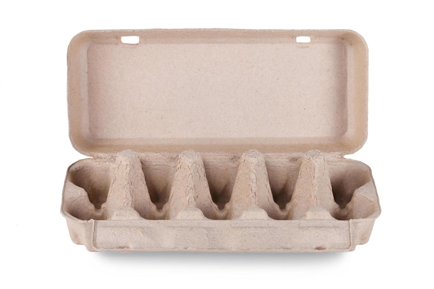 Eggs carton package isolated on white background photo