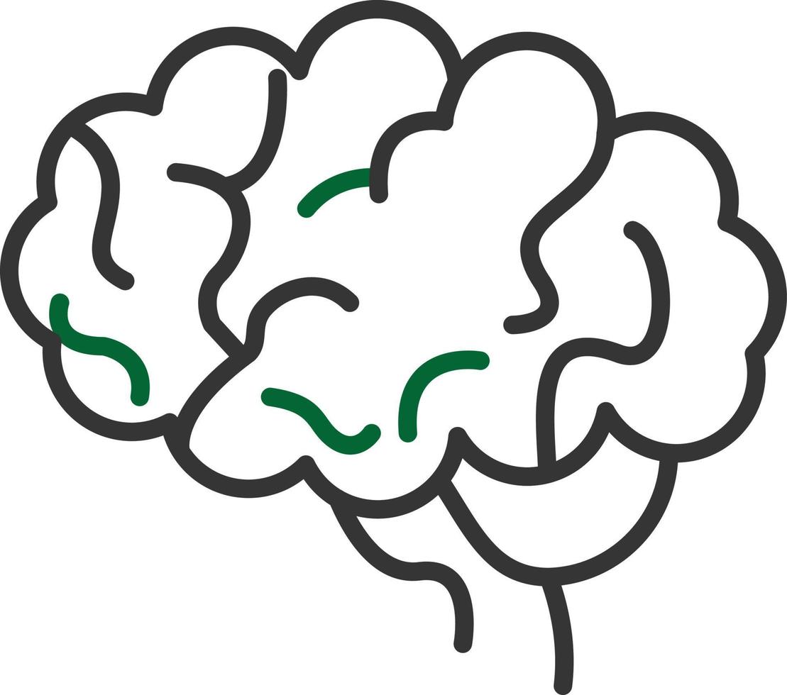 Brain Line Two Color vector