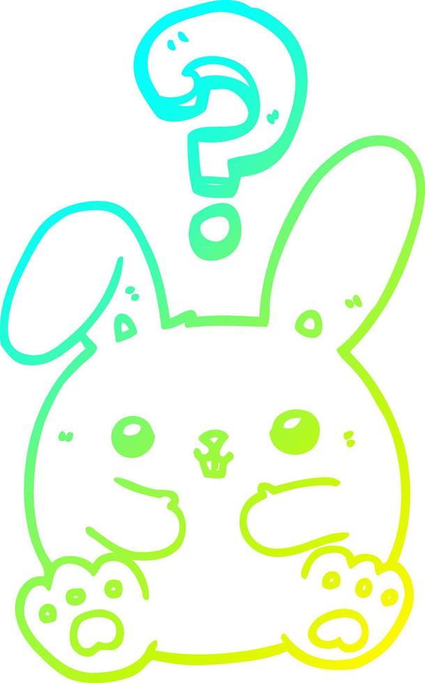 cold gradient line drawing cartoon rabbit with question mark vector