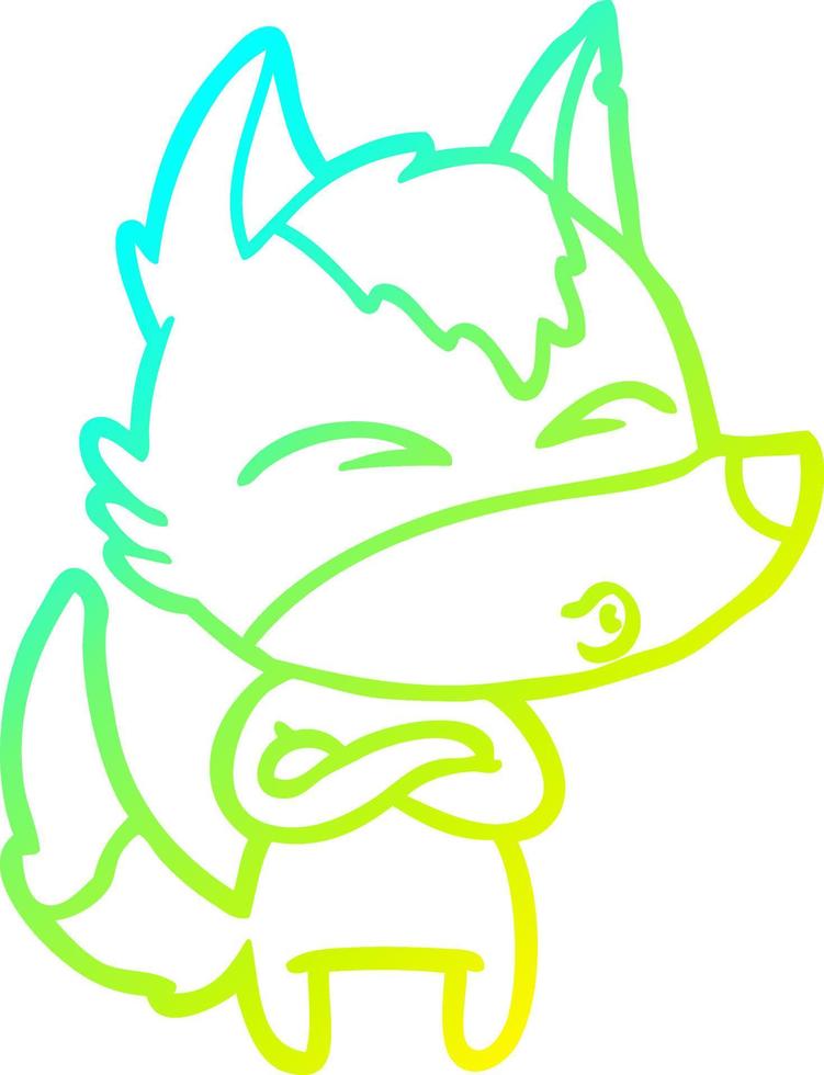 cold gradient line drawing cartoon wolf whistling vector