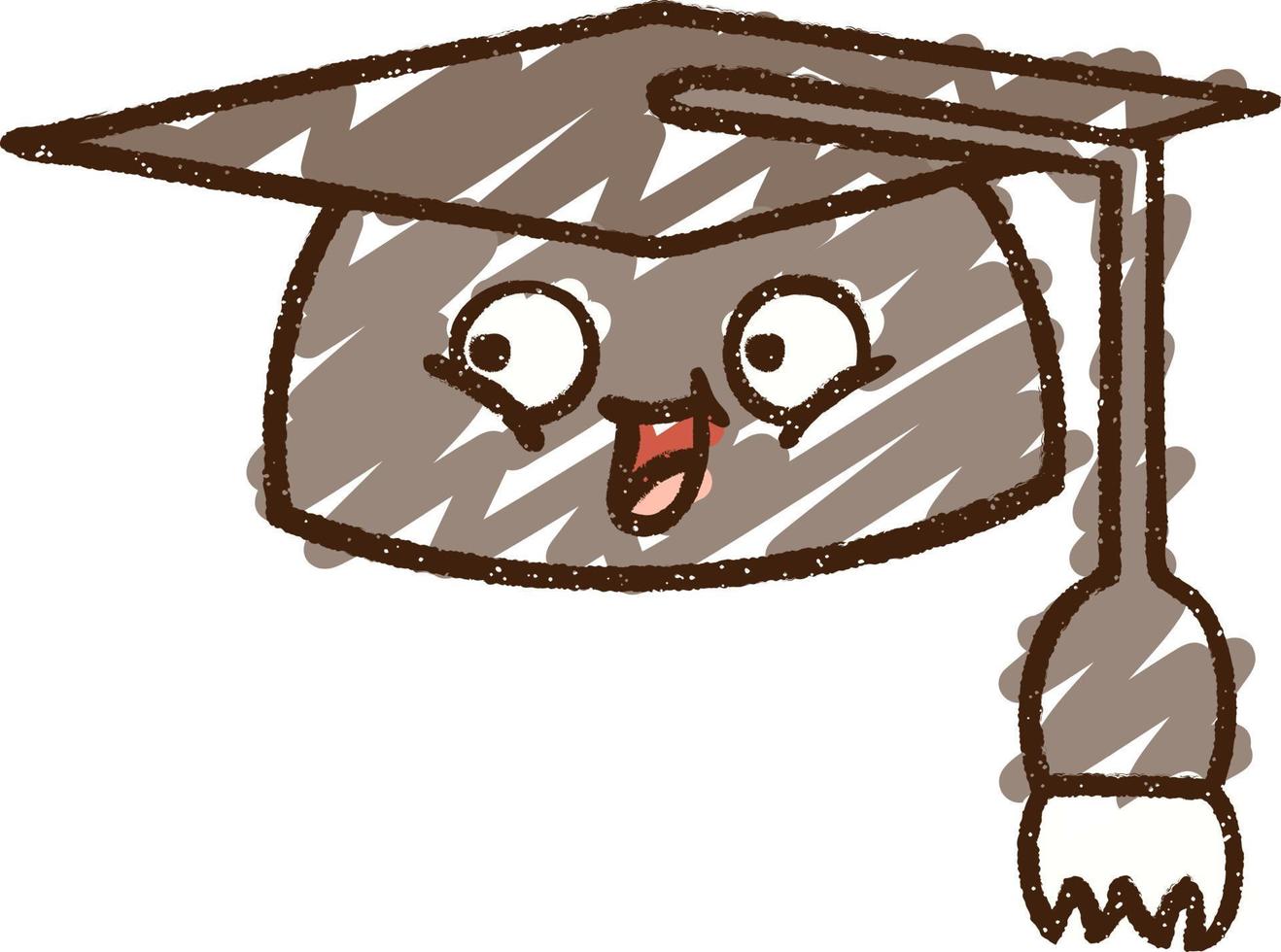 dibujo de tiza de gorro de graduación vector