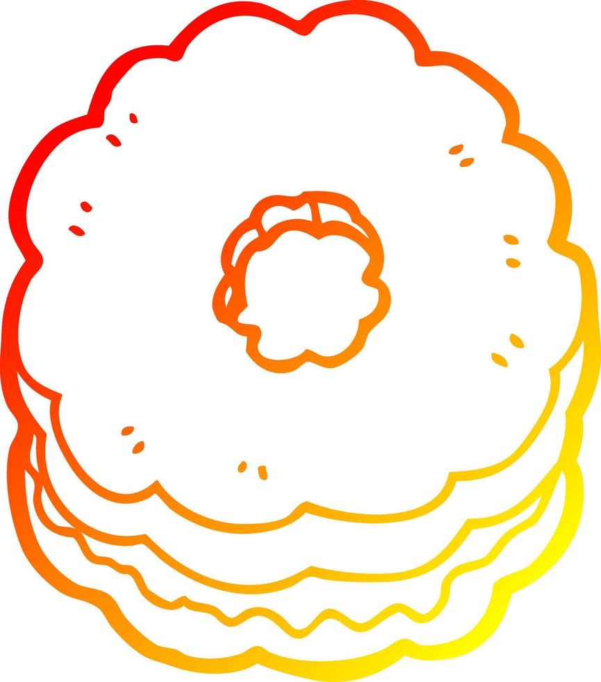 warm gradient line drawing cartoon biscuit vector