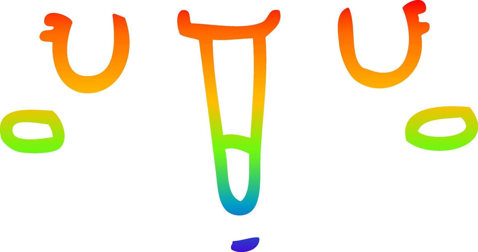 dibujo de línea de gradiente de arco iris cara de dibujos animados feliz vector