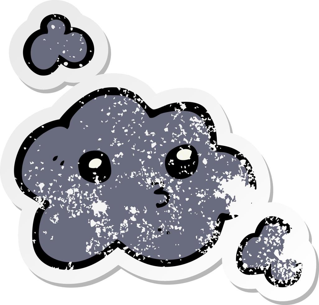 distressed sticker of a cute cartoon cloud vector