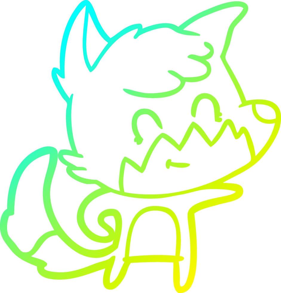 cold gradient line drawing cartoon friendly fox vector