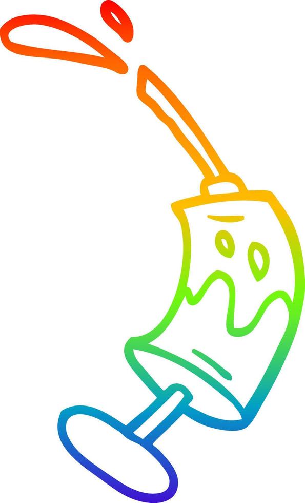 inyección de vacuna de dibujos animados de dibujo de línea de gradiente de arco iris vector