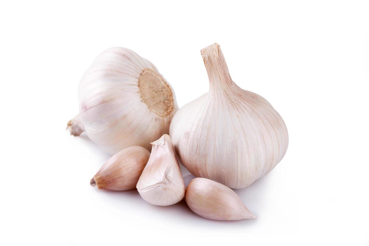 Fresh garlic isolated on white background photo