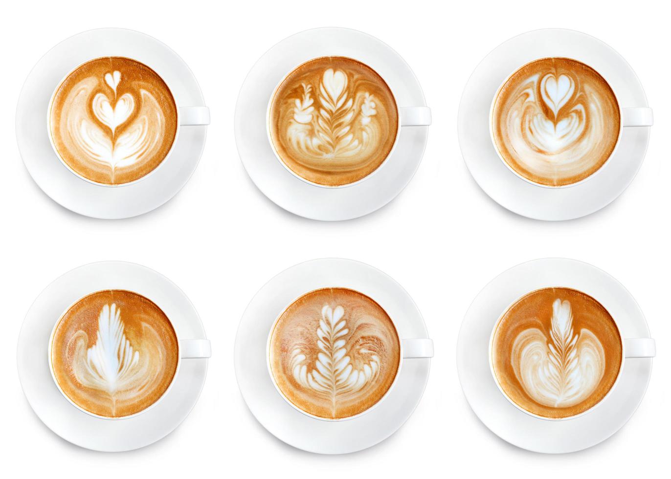 Latte art coffee isolated on white background photo
