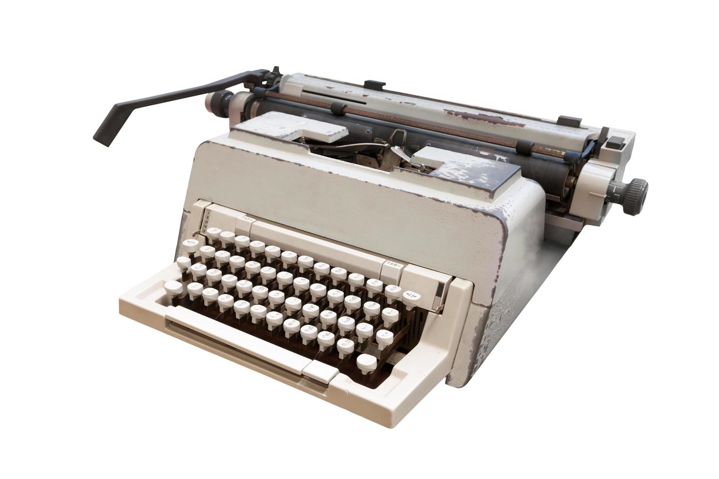 Old thai typewriter isolate on white background photo