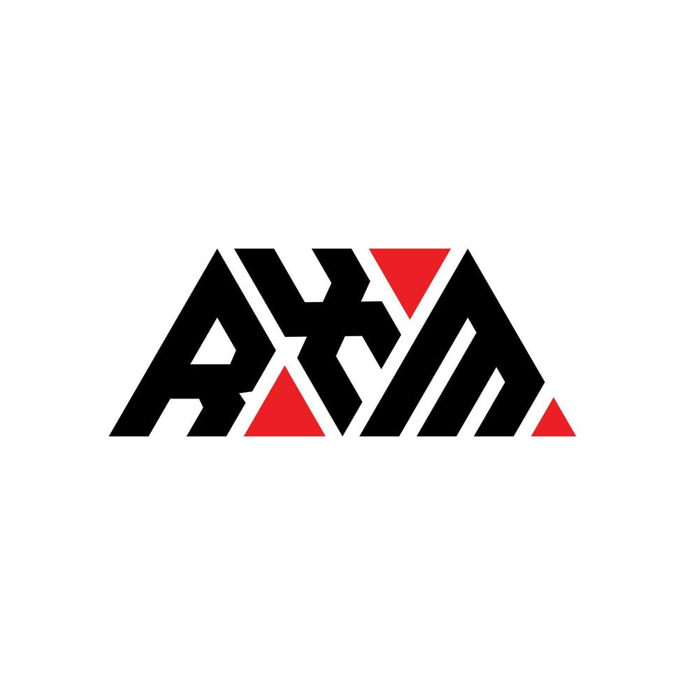 RXM triangle letter logo design with triangle shape. RXM triangle logo design monogram. RXM triangle vector logo template with red color. RXM triangular logo Simple, Elegant, and Luxurious Logo. RXM