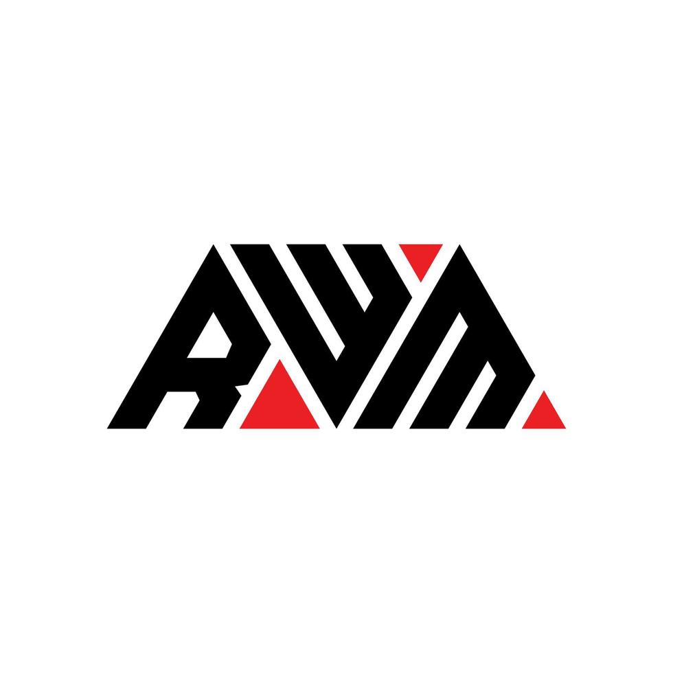 RWM triangle letter logo design with triangle shape. RWM triangle logo design monogram. RWM triangle vector logo template with red color. RWM triangular logo Simple, Elegant, and Luxurious Logo. RWM