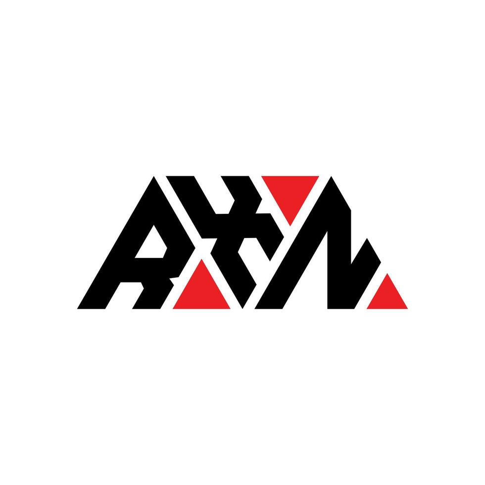 RXN triangle letter logo design with triangle shape. RXN triangle logo design monogram. RXN triangle vector logo template with red color. RXN triangular logo Simple, Elegant, and Luxurious Logo. RXN