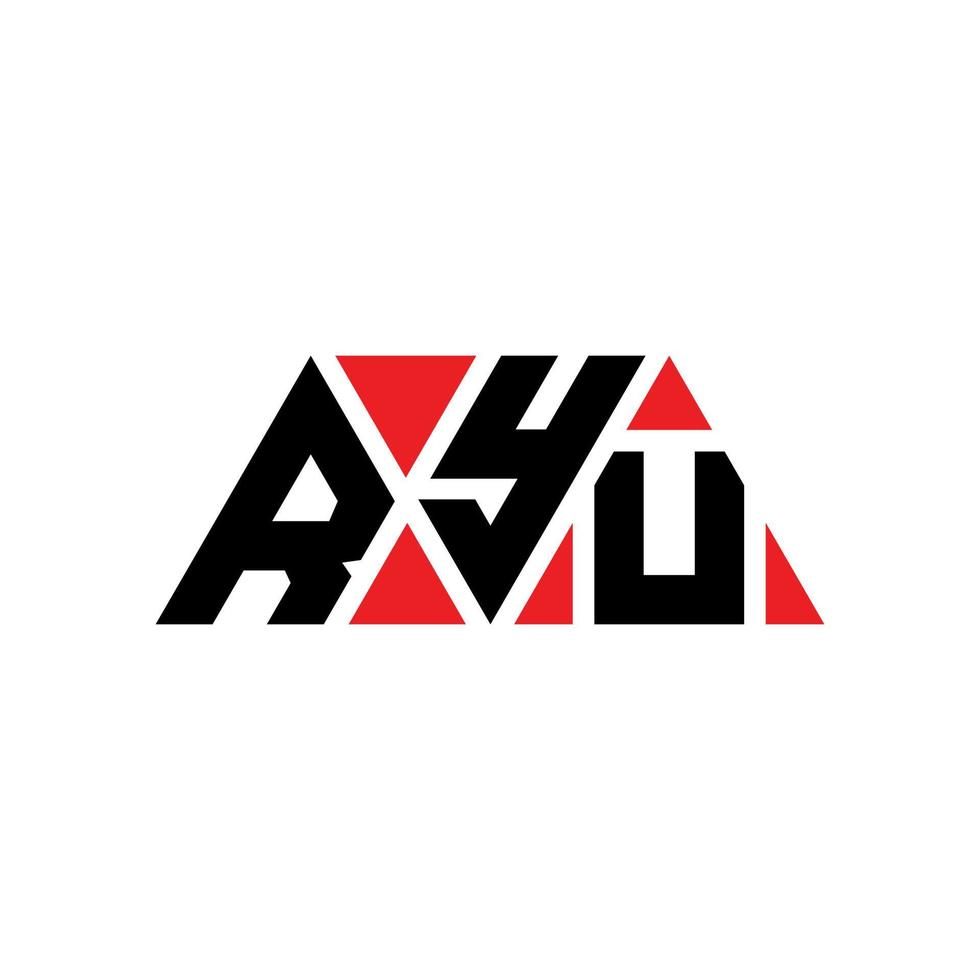 RYU triangle letter logo design with triangle shape. RYU triangle logo design monogram. RYU triangle vector logo template with red color. RYU triangular logo Simple, Elegant, and Luxurious Logo. RYU