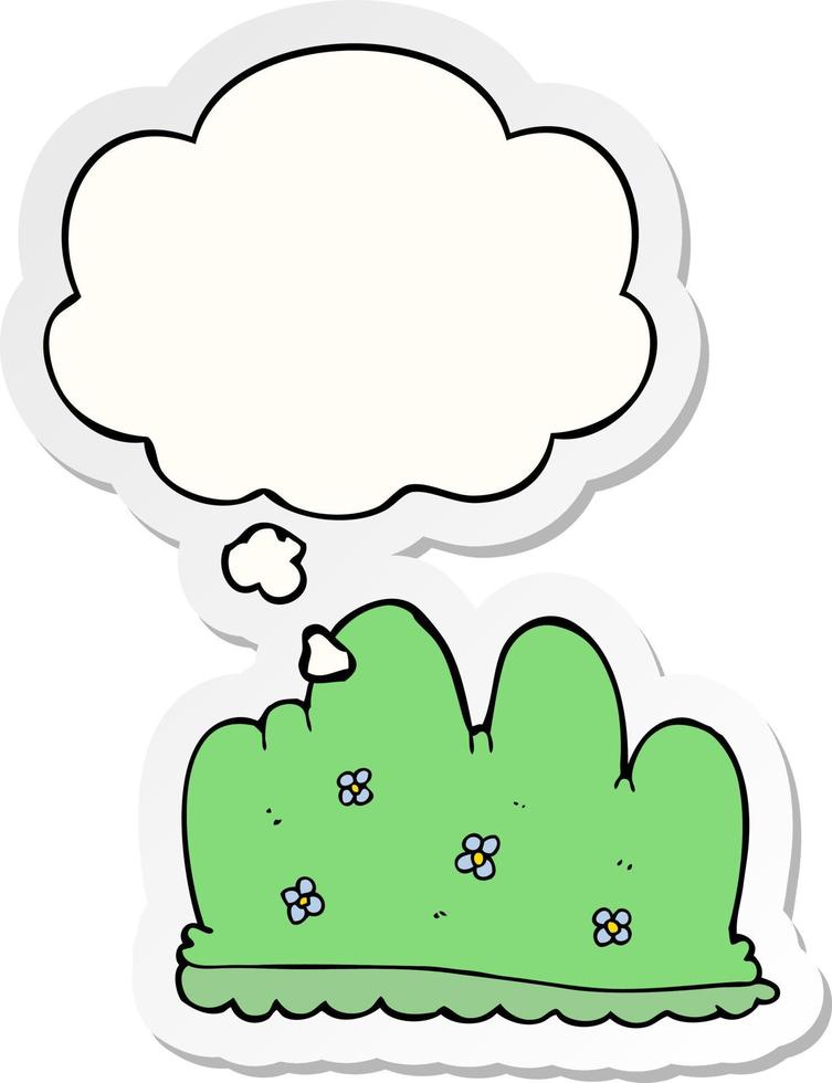 cartoon hedge and thought bubble as a printed sticker vector