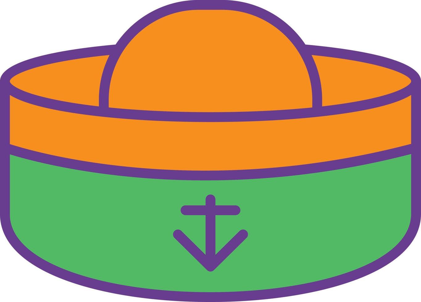 línea de sombrero de marinero llena de dos colores vector