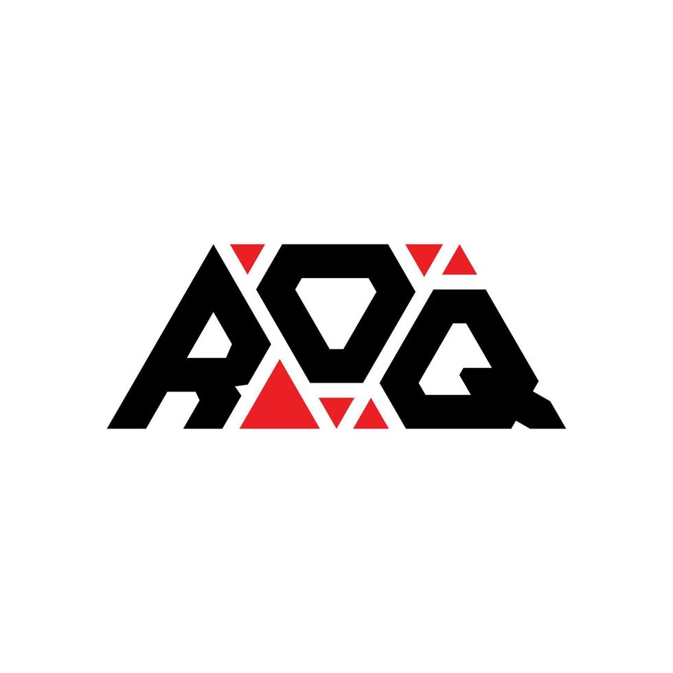 ROQ triangle letter logo design with triangle shape. ROQ triangle logo design monogram. ROQ triangle vector logo template with red color. ROQ triangular logo Simple, Elegant, and Luxurious Logo. ROQ