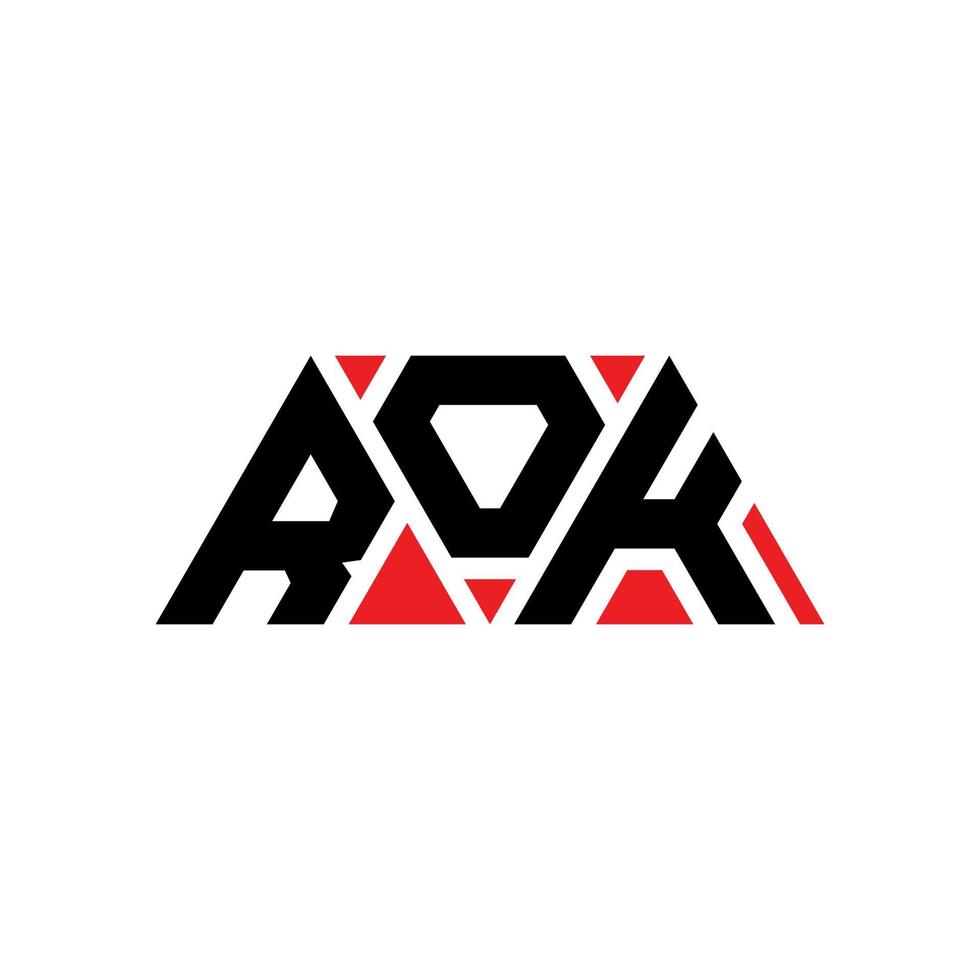 diseño de logotipo de letra de triángulo rok con forma de triángulo. monograma de diseño de logotipo de triángulo rok. plantilla de logotipo de vector de triángulo rok con color rojo. logotipo triangular rok logotipo simple, elegante y lujoso. Rok