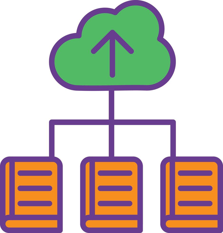 Cloud Library Line Filled Two Color vector