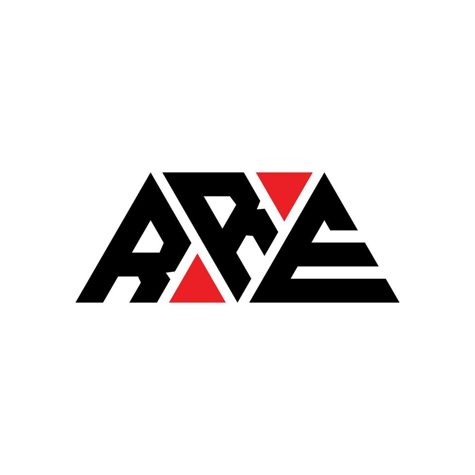 RRE triangle letter logo design with triangle shape. RRE triangle logo design monogram. RRE triangle vector logo template with red color. RRE triangular logo Simple, Elegant, and Luxurious Logo. RRE