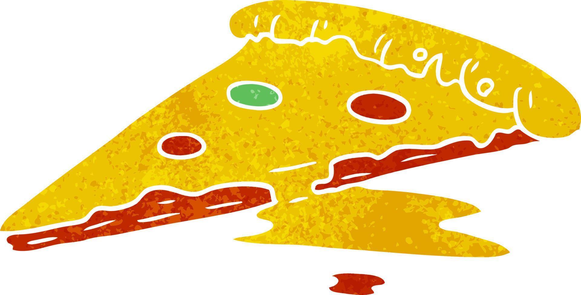 garabato de dibujos animados retro de una rebanada de pizza vector