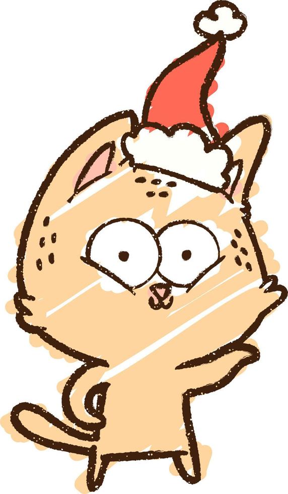 Christmas Cat Chalk Drawing vector