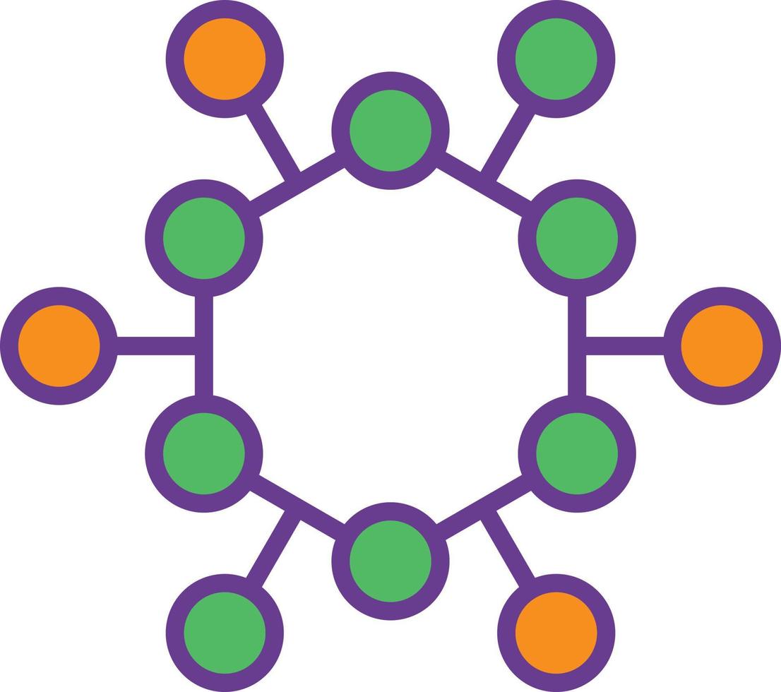 Atom Structure Line Filled Two Color vector