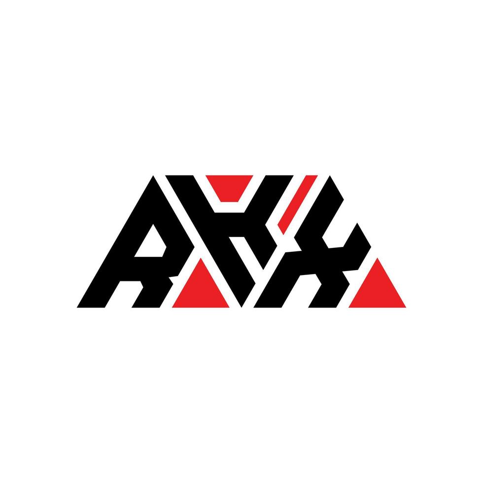 Diseño de logotipo de letra triangular rkx con forma de triángulo. monograma de diseño del logotipo del triángulo rkx. Plantilla de logotipo de vector de triángulo rkx con color rojo. logotipo triangular rkx logotipo simple, elegante y lujoso. rkx