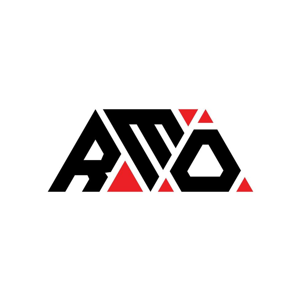 RMO triangle letter logo design with triangle shape. RMO triangle logo design monogram. RMO triangle vector logo template with red color. RMO triangular logo Simple, Elegant, and Luxurious Logo. RMO