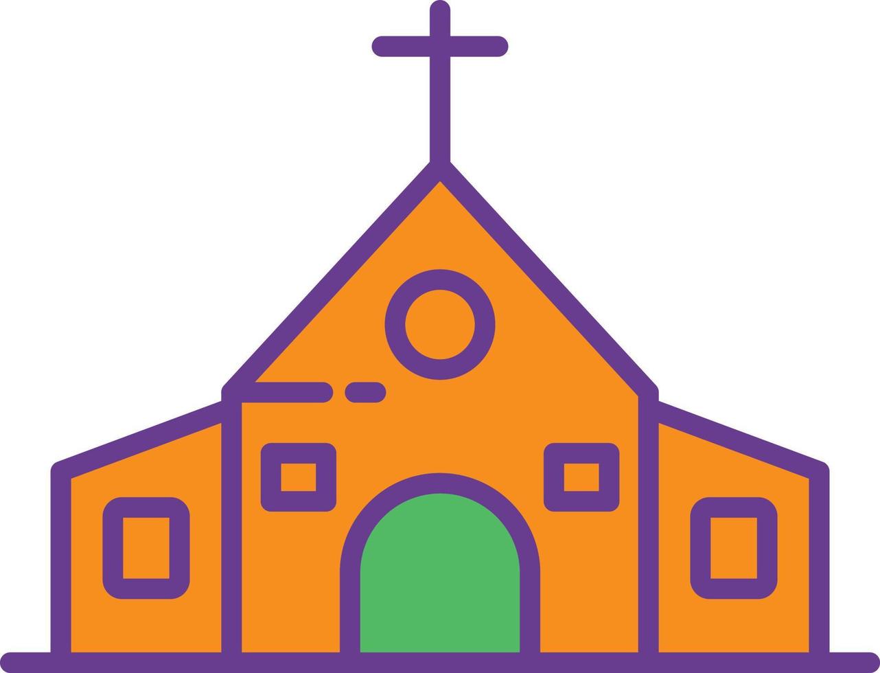 línea de la iglesia llena de dos colores vector