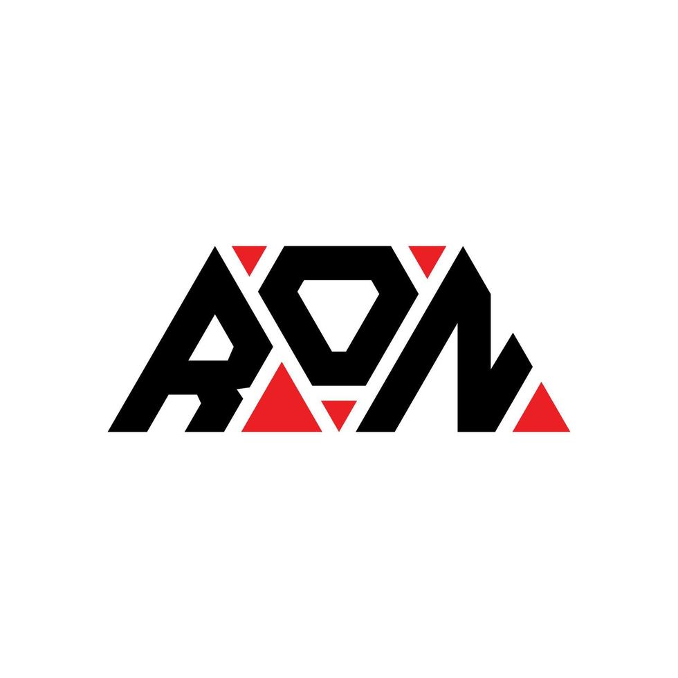 RON triangle letter logo design with triangle shape. RON triangle logo design monogram. RON triangle vector logo template with red color. RON triangular logo Simple, Elegant, and Luxurious Logo. RON