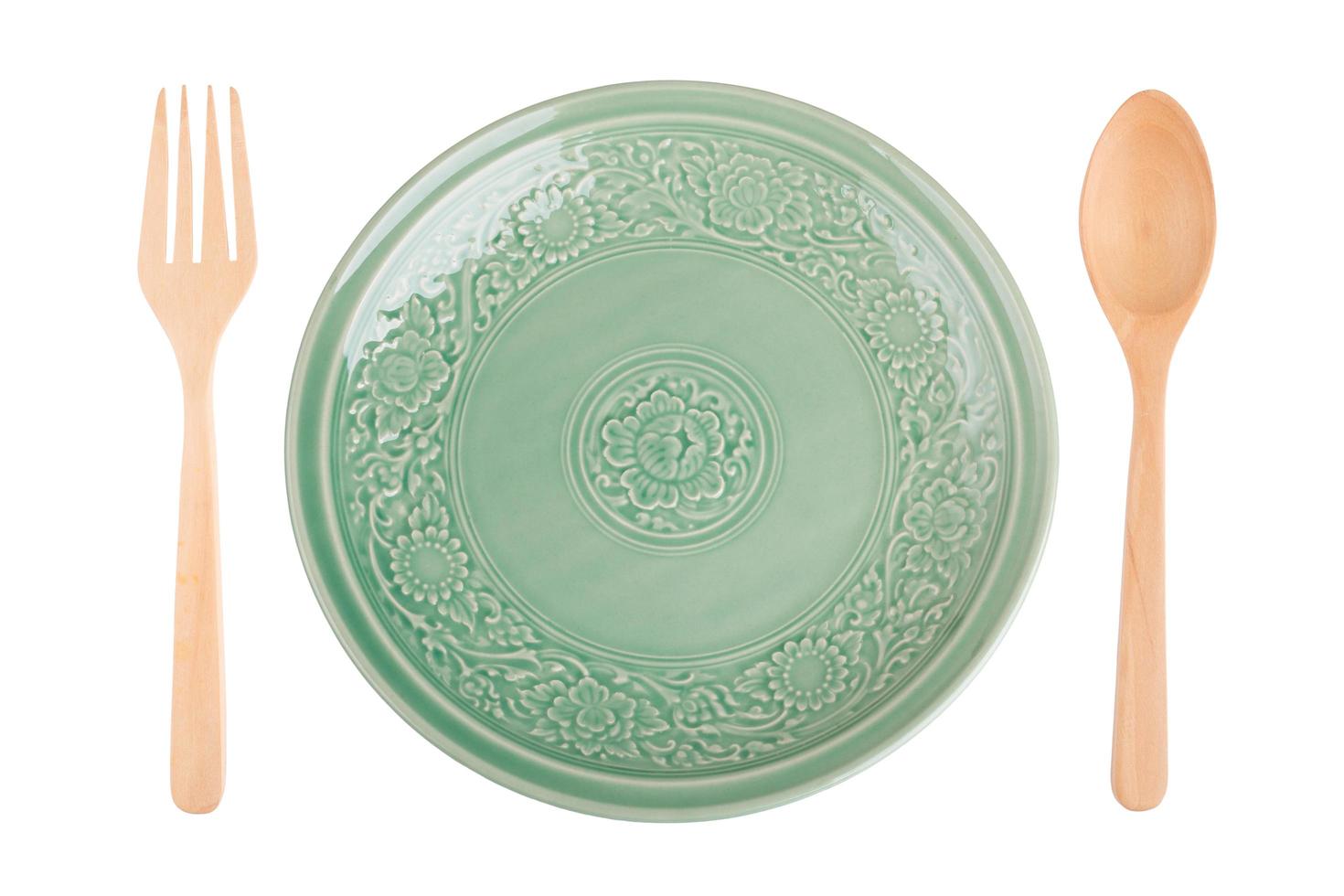 Empty caramic celadon dish photo