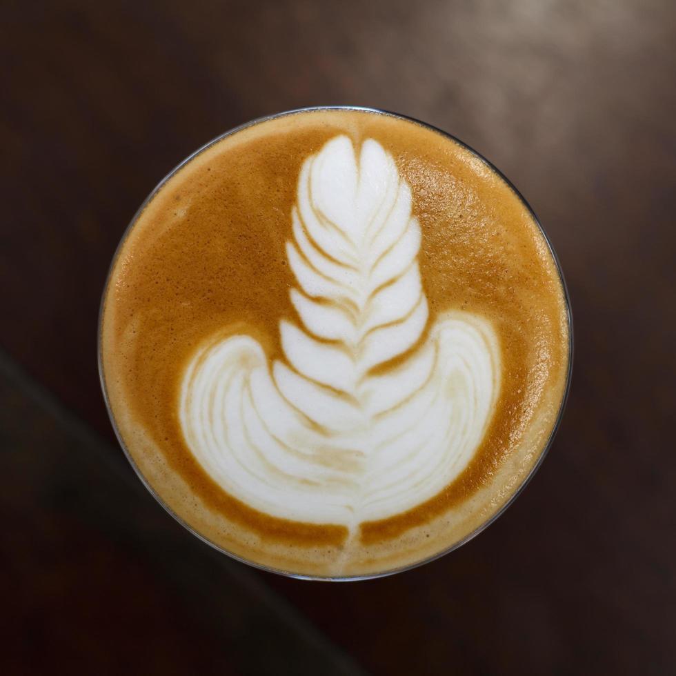 Top view cup of coffee latte photo