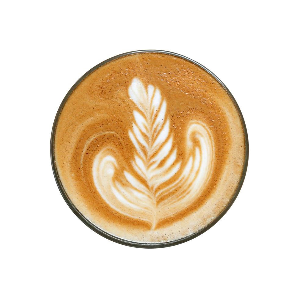 Top view latte art coffee photo