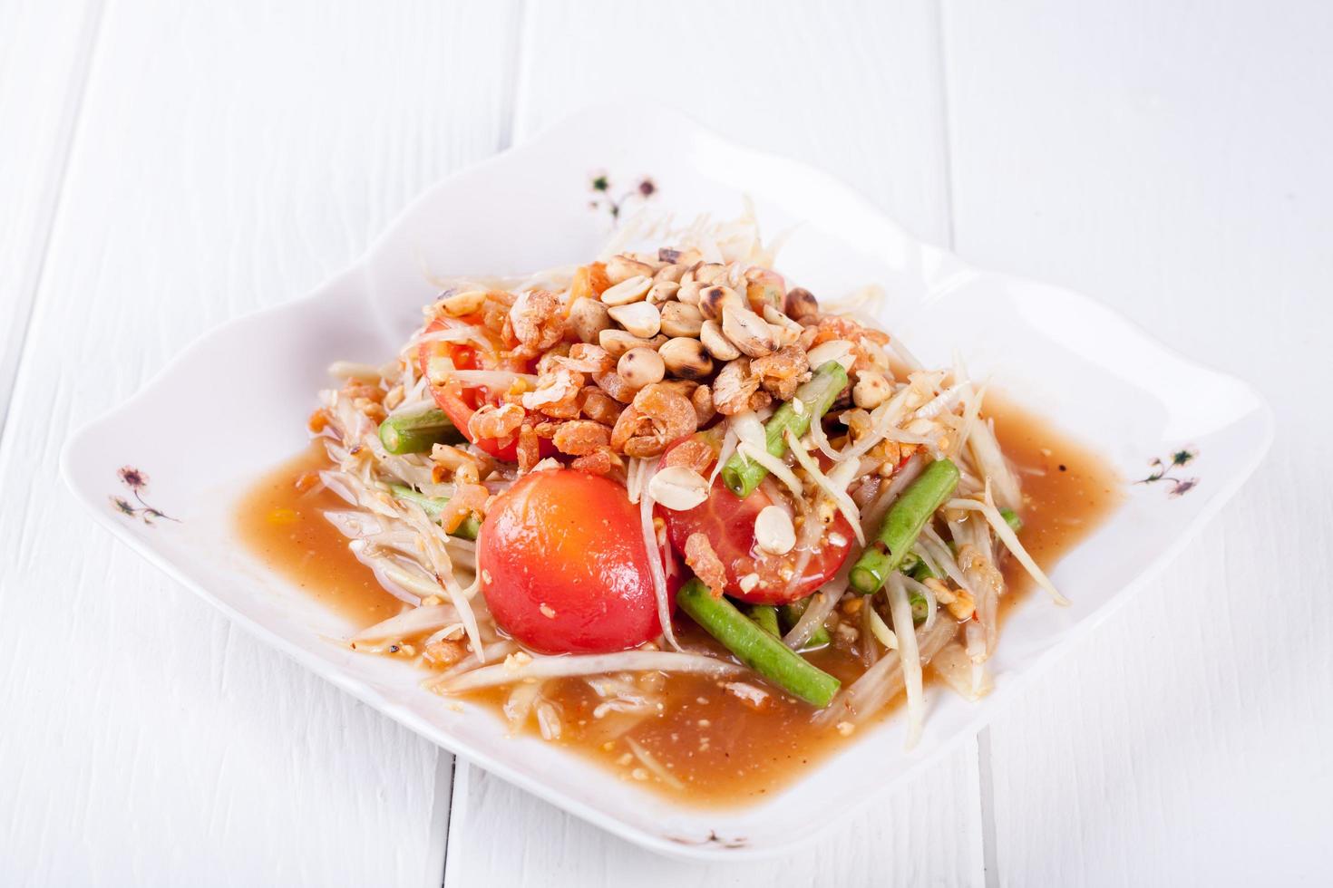 Somtum, papaya salad delicious food in thailand photo