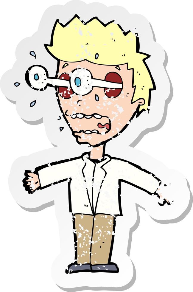 retro distressed sticker of a cartoon staring man vector