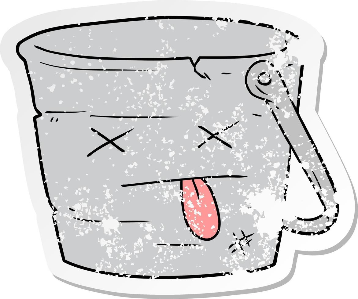 distressed sticker of a kicked the bucket cartoon 9812426 Vector Art at