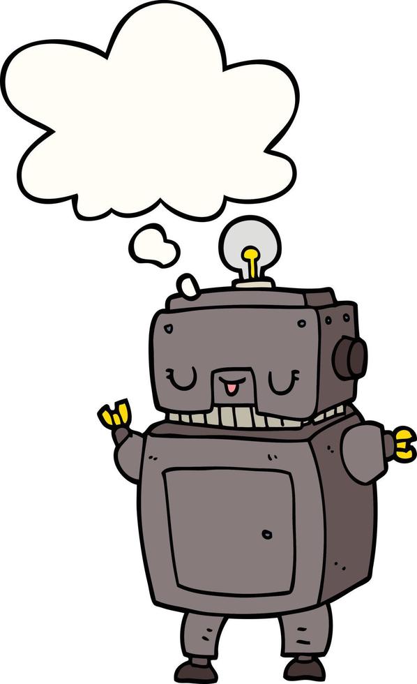 cartoon robot and thought bubble vector