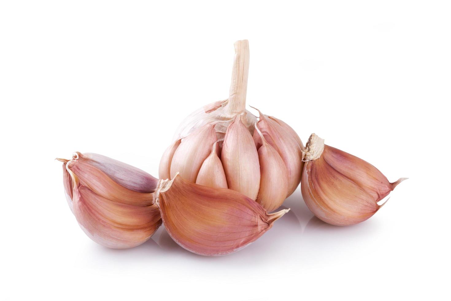 Fresh garlic isolated on white background photo